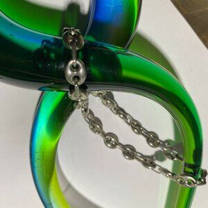 Puffy anchor link silver chain0